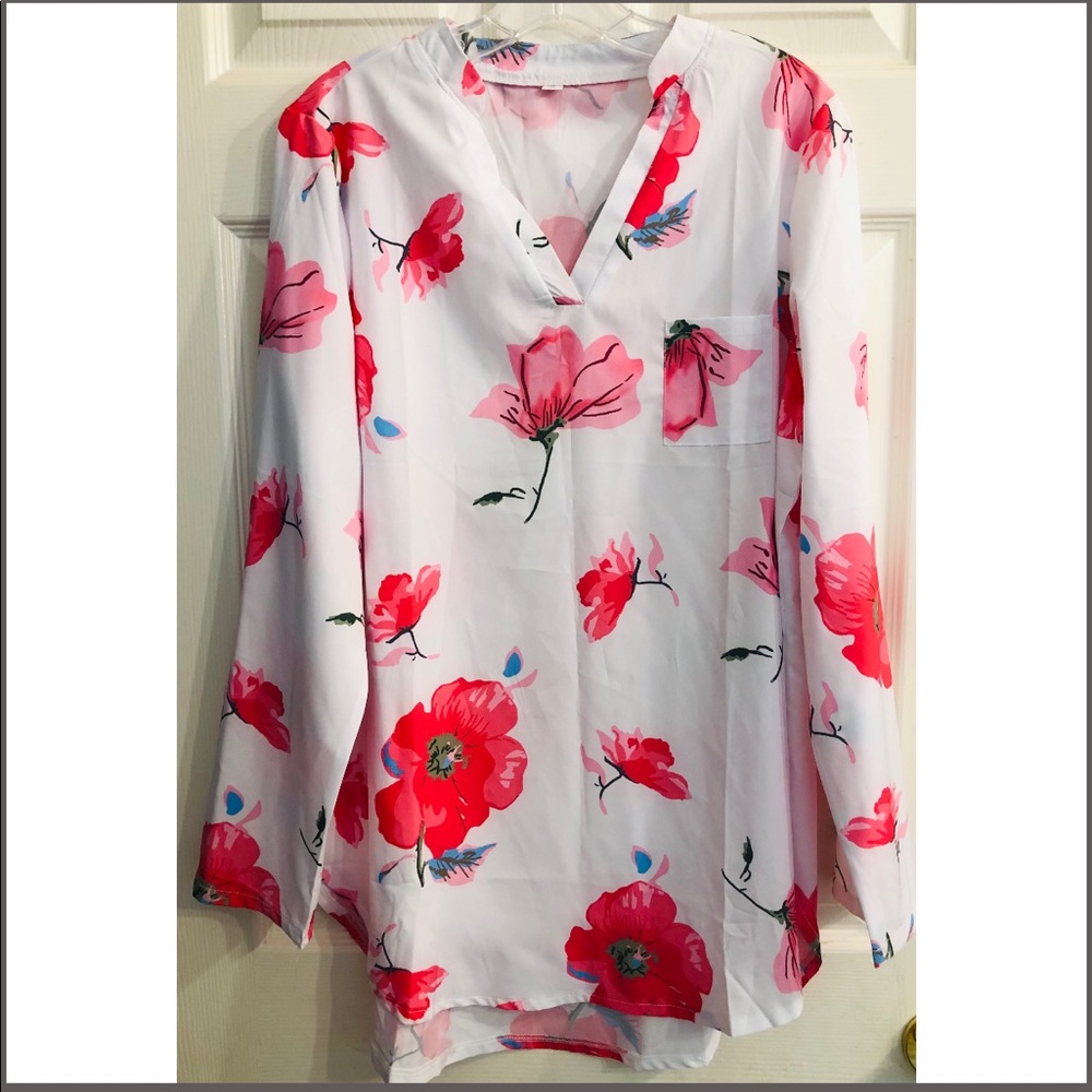 Floral shift tunic shirt dress